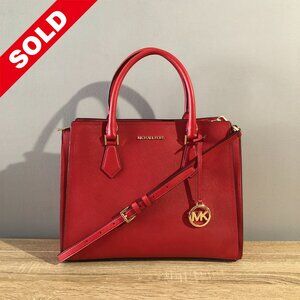 Michael Kors Hope LG Center Zip Flame Satchel Crossbody Shoulder Bag MSRP $468